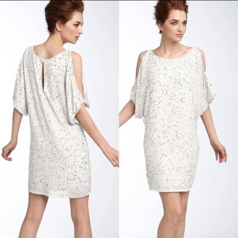 Aiden Mattox Cold Shoulder Sequin Dress